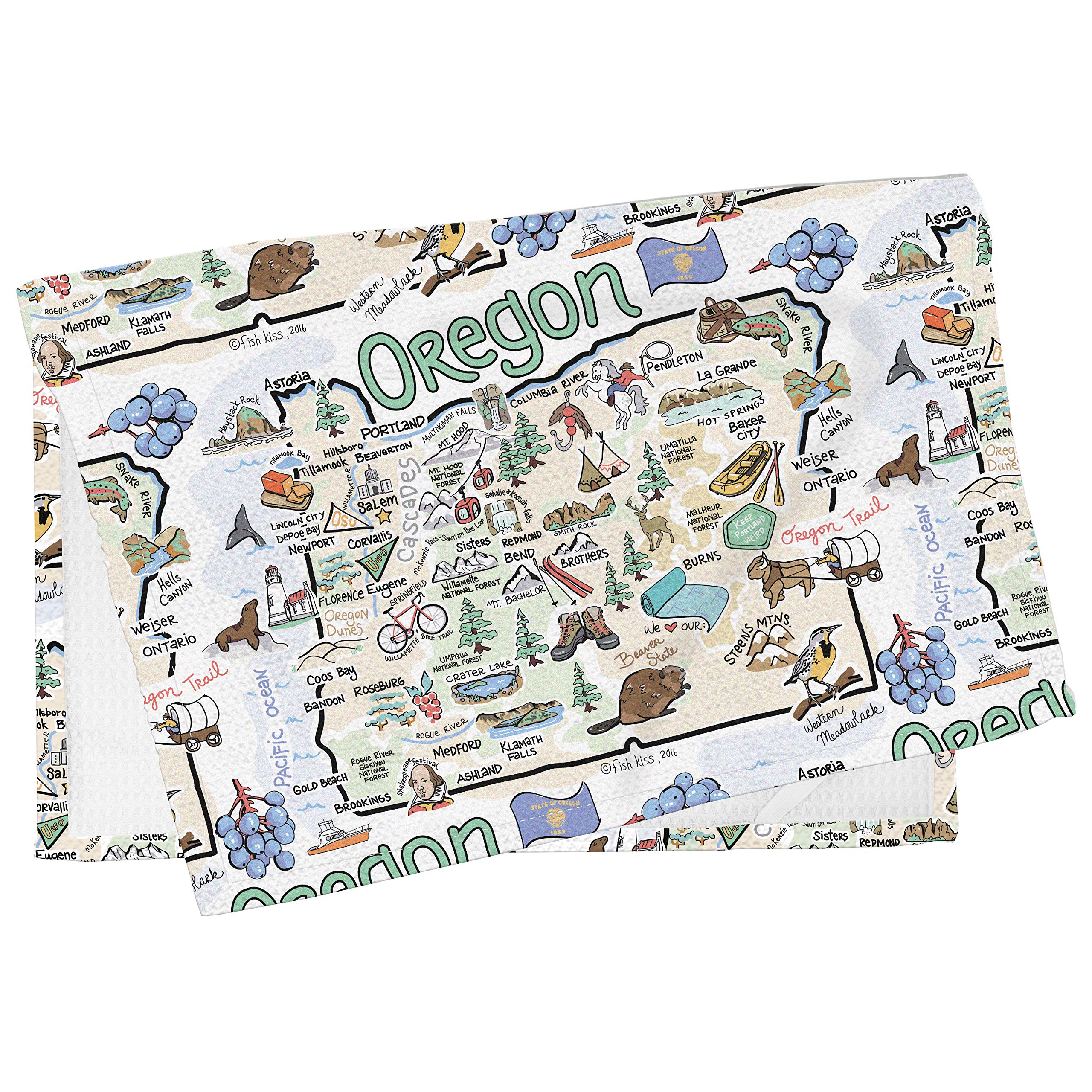 Fish Kiss State Map Multi-Use Towel (Oregon)