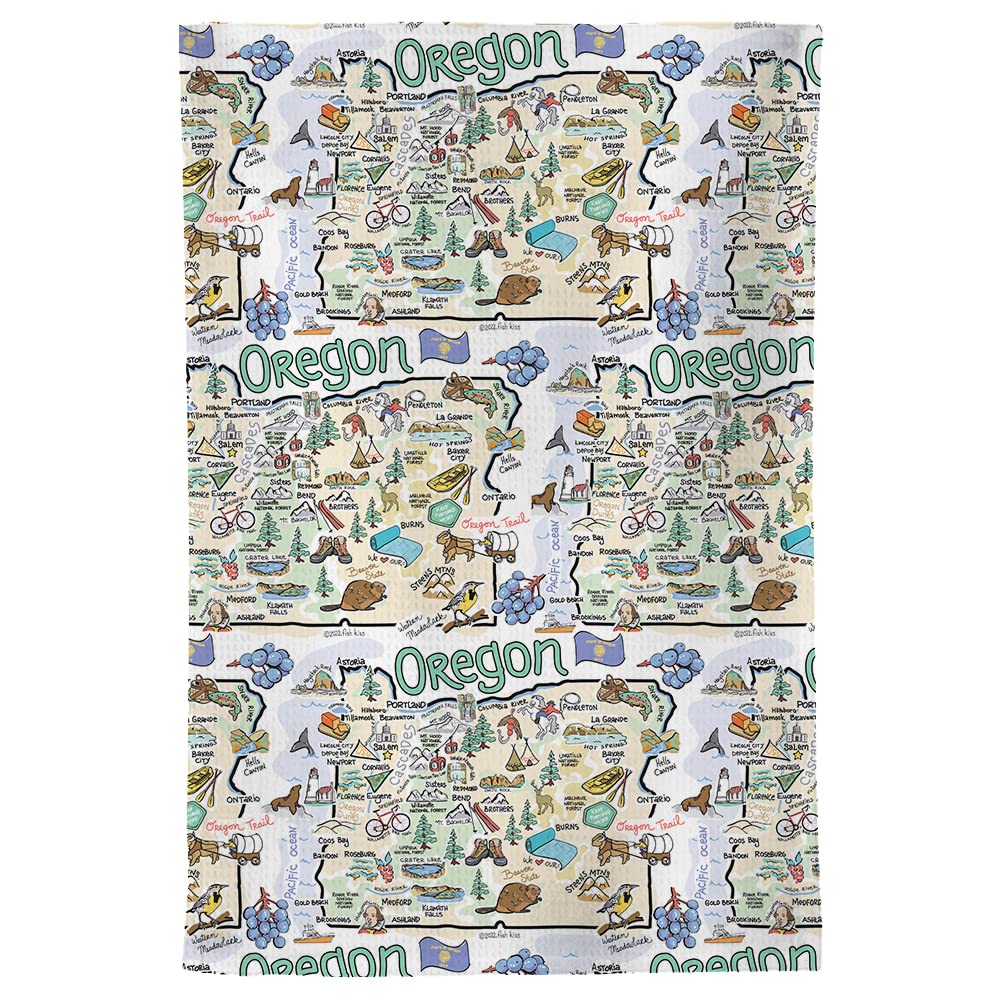 Fish Kiss State Map Multi-Use Towel (Oregon)