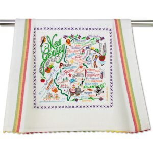 catstudio new jersey dish towel - u.s. state souvenir kitchen and hand towel with original artwork - perfect tea towel for new jersey lovers, travel souvenir