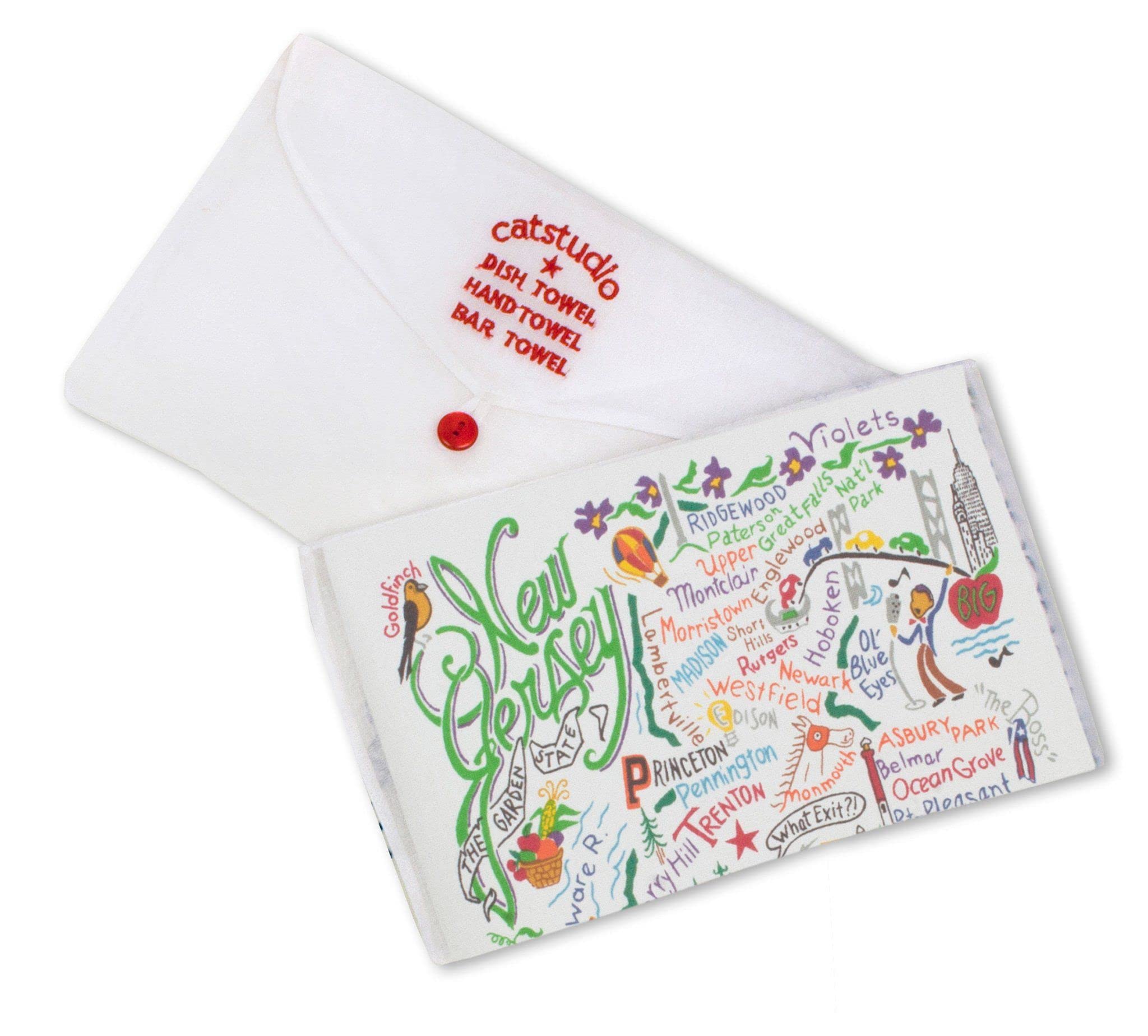 Catstudio New Jersey Dish Towel - U.S. State Souvenir Kitchen and Hand Towel with Original Artwork - Perfect Tea Towel for New Jersey Lovers, Travel Souvenir