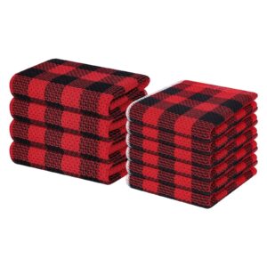 homing kitchen towels & dish cloths set, 10 pack, super soft, absorbent, quick dry, 13" x 28" & 12" x 12", red black
