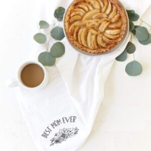 The Cotton & Canvas Co. Best Mom Ever Soft and Absorbent Kitchen Tea Towel, Flour Sack Towel and Dish Cloth, for Her