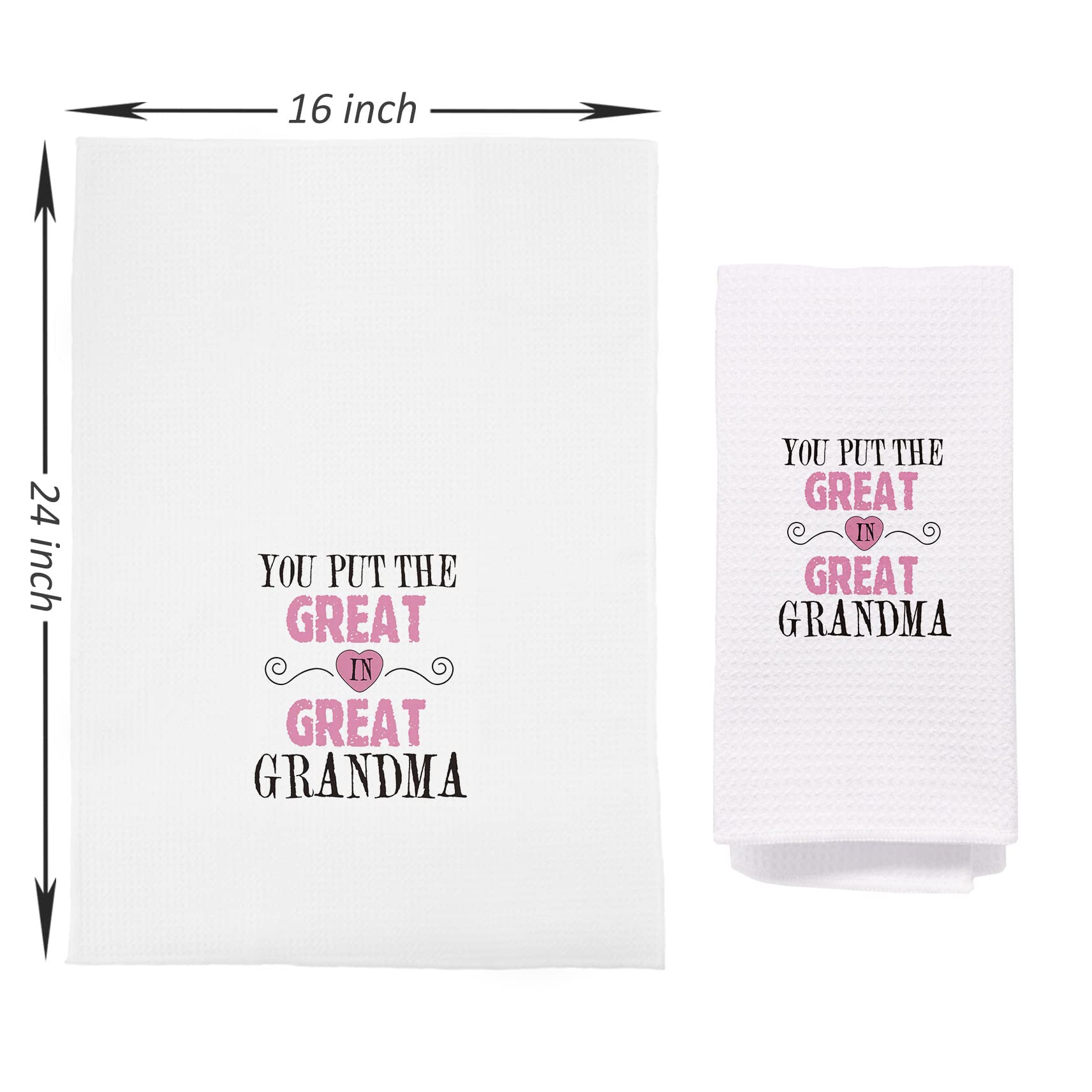 NEGIGA You Put Great in Great Grandma Dish Cloths Towels 24x16 Inch,Best Great Grandma Decor Decorative Dish Hand Towels for Kitchen Bathroom,Great Grandma Grandmother Gifts from Great Grandkids