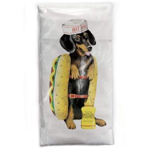 mary lake-thompson dachshund hot dog flour sack dish towel