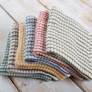 rada cutlery textured dishcloths cotton polyester blend kitchen dish towels, 2 pack, multicolored