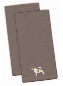 caroline's treasures bb3407gytwe jack russell terrier gray embroidered towel set of 2 decorative bathroom guest hand towel for hand, face, tea, dishcloth, 19 x 25, grey