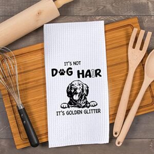 XUISWELL It’s Not Dog Hair It’s Golden Glitter Kitchen Towel Dish Towel Dishcloth,Funny Golden Retriever Decorative Absorbent Drying Cloth Hand Towels Tea Towels,Gifts for Dog Lovers Girls