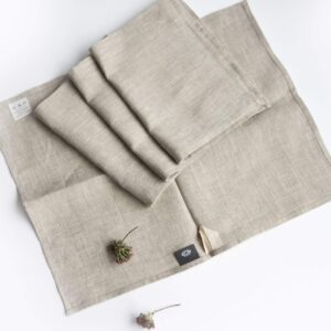 Pure 100% Linen Flax Washcloths - 4-Pack Natural Linen Dish Towels and Dish Cloths Set - Tea Towel Cloth Napkins - Small Hand Towels for Kitchen
