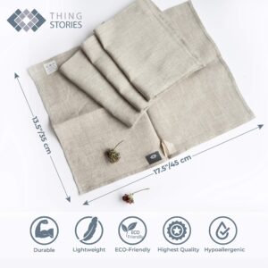 Pure 100% Linen Flax Washcloths - 4-Pack Natural Linen Dish Towels and Dish Cloths Set - Tea Towel Cloth Napkins - Small Hand Towels for Kitchen