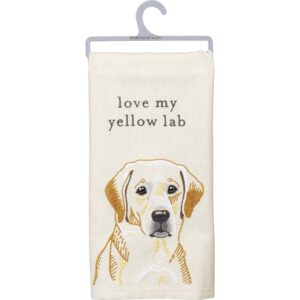 primitives by kathy love my yellow lab dish towel, 20" x 26"