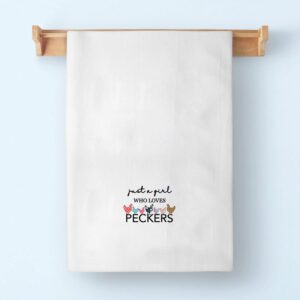 BDPWSS Chicken Lover Gift Funny Chicken Kitchen Towel Just A Girl Who Loves Peckers Rustic Dish Towel (Girl Pecker Towel)