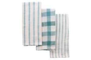 asdjlk cuisinart oversized kitchen towels, set of 3 - slub weave cotton fabric is soft, lightweight, & quick drying to handle cleaning, wiping, & drying needs, 18 x 28 inches dish towels, teal/tan