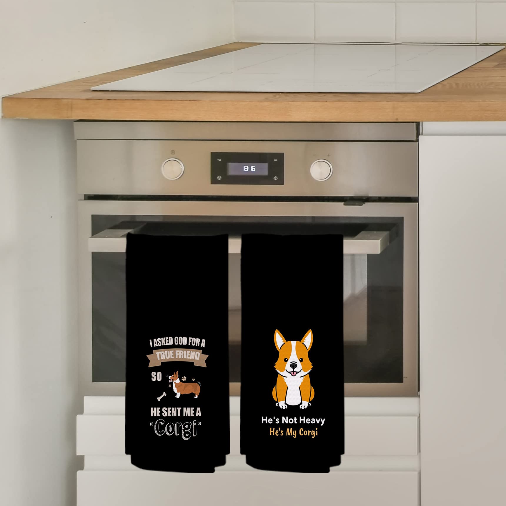 NEGIGA Cute Cartoon Corgi Dish Cloths Towels 24x16 Inch Set of 4,Funny Corgi Stuff Decor Decorative Dish Hand Towels for Dorm Kitchen,Corgi Lover Gifts for Women,Housewarming Gifts