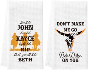 agifteria tv show merchandise for women, beth dutton for men funny kitchen towels dutton ranch decor merch gifts idea for birthday housewarming don't make me go beth dutton on you