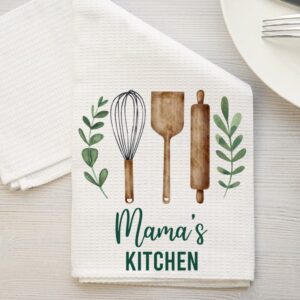 DiandDesignGift Mama's Kitchen Towel - Tea Towel Kitchen Decor - Mama's Kitchen Soft and Absorbent Kitchen Tea Towel - Decorations House Towel - Kitchen Dish Towel Mama's Birthday Gift