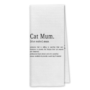 dibor cat mum definition kitchen towels dish towels dishcloth,inspirational cay mom decorative absorbent drying cloth hand towels tea towels for bathroom kitchen,cat lovers cat mom cat owners gifts