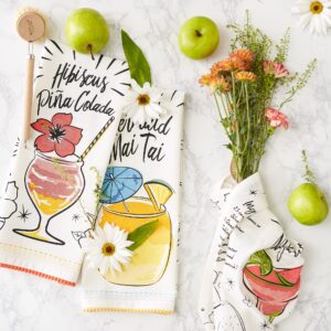 DII Summer Basics Kitchen Collection Tropical Dishtowel Set, 18x28, Recipe Trio