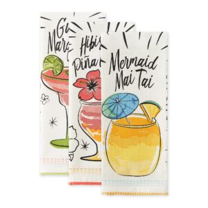 DII Summer Basics Kitchen Collection Tropical Dishtowel Set, 18x28, Recipe Trio