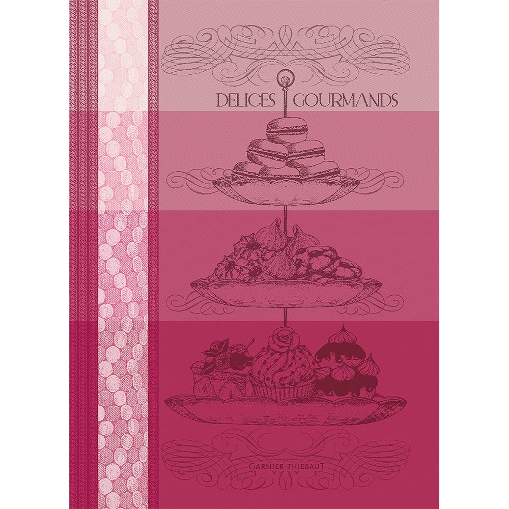 Garnier-Thiebaut, Délices Gourmands, Rose French Jacquard Kitchen/Tea Towel, 100% Cotton