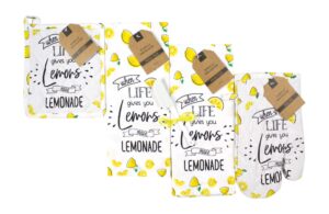 generic life's lemons kitchen towels and pot holder: colorful printed when like gives your lemons,make lemonade on flat cotton weave (love those lemons)