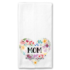 personalized wildflower mother's day waffle weave microfiber towel mama, mom, grandma, nana, gigi - any title any names