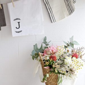 The Cotton & Canvas Co. Personalized Single Monogram Initial J Soft Absorbent Kitchen Tea Towel, Flour Sack Towel, Dish Cloth