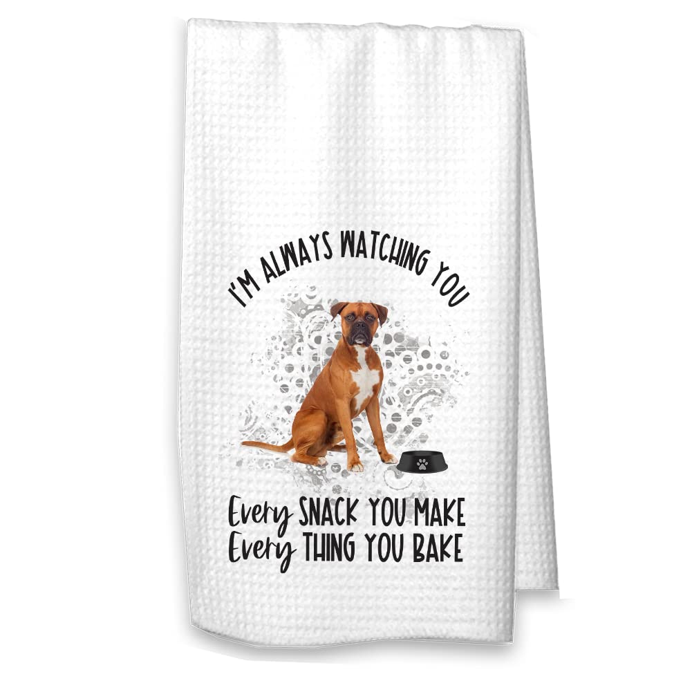 The Creating Studio Personalized Boxer Kitchen Towel, Boxer Gift, Gift for Boxer Dad, Gift from Dog, Housewarming Gift Hostess Gift Always Watching You (Boxer No Name)