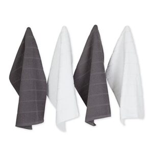 dii basic chef collection, assorted terry kitchen towel set, dishtowel set, gray, 4 piece