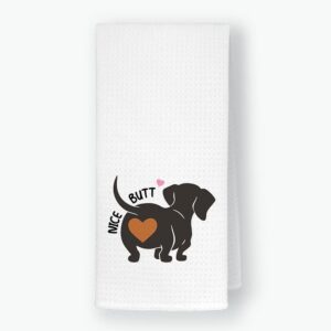 QODUNG Cute Dachshund Silhouette Soft Hand Towel 16x24 Inch,Funny Sausage Dog Decorative Drying Cloth Hand Towels Tea Towels for Kitchen,Dachshund Lovers Gifts