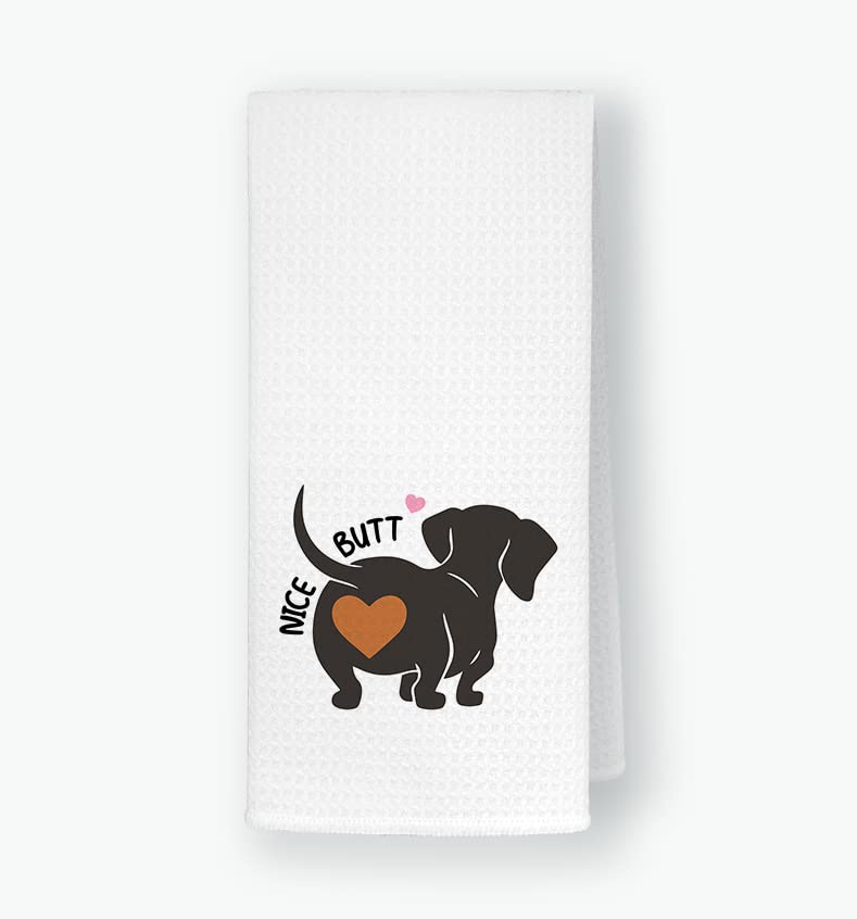 QODUNG Cute Dachshund Silhouette Soft Hand Towel 16x24 Inch,Funny Sausage Dog Decorative Drying Cloth Hand Towels Tea Towels for Kitchen,Dachshund Lovers Gifts