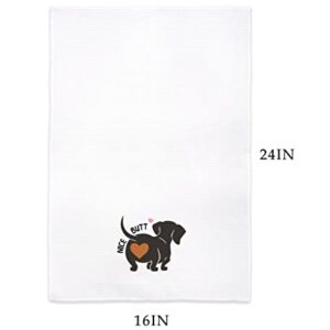 QODUNG Cute Dachshund Silhouette Soft Hand Towel 16x24 Inch,Funny Sausage Dog Decorative Drying Cloth Hand Towels Tea Towels for Kitchen,Dachshund Lovers Gifts