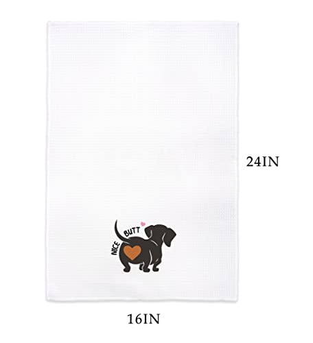 QODUNG Cute Dachshund Silhouette Soft Hand Towel 16x24 Inch,Funny Sausage Dog Decorative Drying Cloth Hand Towels Tea Towels for Kitchen,Dachshund Lovers Gifts