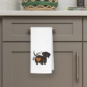 QODUNG Cute Dachshund Silhouette Soft Hand Towel 16x24 Inch,Funny Sausage Dog Decorative Drying Cloth Hand Towels Tea Towels for Kitchen,Dachshund Lovers Gifts