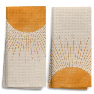 ohsul boho golden sun sunrise sunset sunshine highly absorbent kitchen towels dish towels dish cloth set of 2,boho minimalist hand towels tea towel for bathroom kitchen decor,boho lover gifts