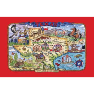 kay dee designs f2167 adventure destinations poster style tea towel, texas
