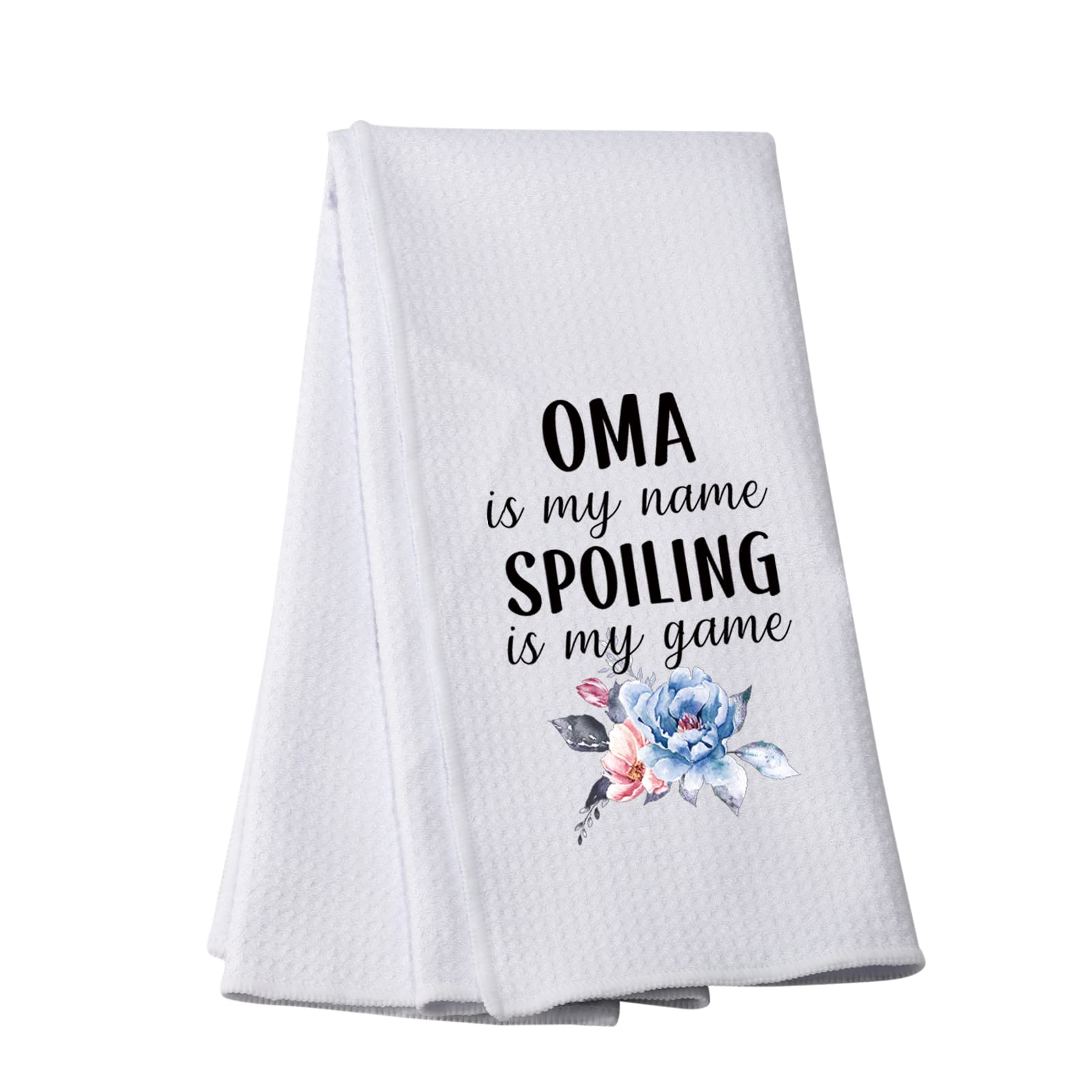 PWHAOO Grandma Oma Kitchen Towel Oma is My Name Spoiling is My Game Kitchen Towel Oma Kitchen Dish Towel (Spoiling Oma Towel)