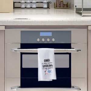 PWHAOO Grandma Oma Kitchen Towel Oma is My Name Spoiling is My Game Kitchen Towel Oma Kitchen Dish Towel (Spoiling Oma Towel)