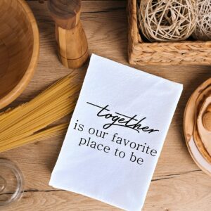 Happymade Tea Towels for Kitchen Decorative Cute Kitchen Towels with Sayings (Together is Our Favorite Place to Be) Decorative Kitchen Towels | Farmhouse Kitchen Towels Set | Tea Towel Farmhouse