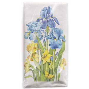 mary lake-thompson irises and daffodils cotton flour sack dish towel