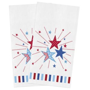 Pangeelia Fourth of July Star Patriotic Microfiber Kitchen Towel Super Absorbent Hand Towels Dish for Bathroom Bar Decorative Independence Day USA Flag Soft Resuable Cloths Fast Drying Red Blue 2pcs