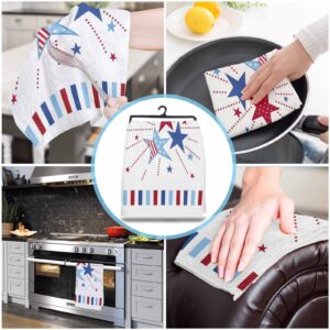 Pangeelia Fourth of July Star Patriotic Microfiber Kitchen Towel Super Absorbent Hand Towels Dish for Bathroom Bar Decorative Independence Day USA Flag Soft Resuable Cloths Fast Drying Red Blue 2pcs