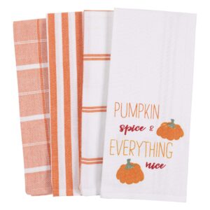 kaf home pantry kitchen holiday dish towel set of 4, 100-percent cotton, 18 x 28-inch (pumpkin spice everything nice)