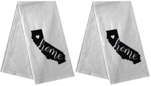 petal cliff 2 pcs, 100% cotton california state flour sack printed kitchen towels with sentiments home. size: 20" x 28". inspired by the state we call home.