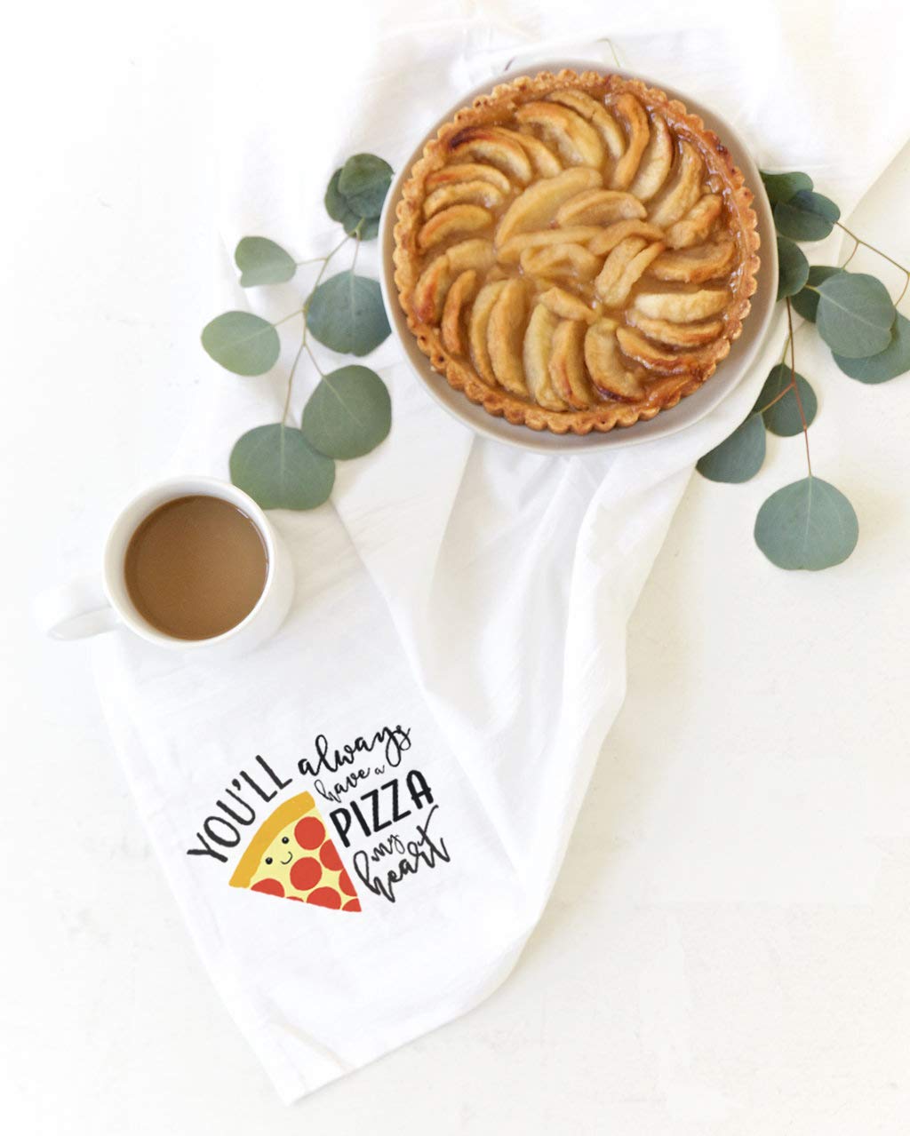 The Cotton & Canvas Co. You'll Always Have A Pizza My Heart Soft and Absorbent Kitchen Tea Towel, Flour Sack Towel and Dish Cloth