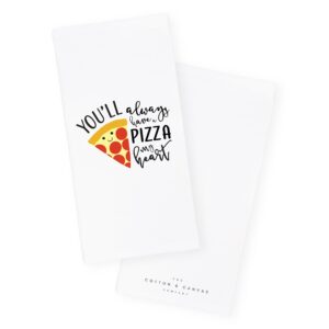 The Cotton & Canvas Co. You'll Always Have A Pizza My Heart Soft and Absorbent Kitchen Tea Towel, Flour Sack Towel and Dish Cloth