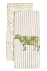 heritage lace farmhouse 18"x26" red rooster tea towel (set of 2)