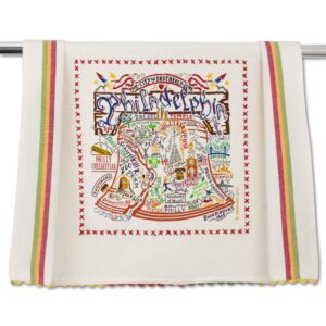 catstudio philadelphia dish towel - u.s. city souvenir kitchen and hand towel with original artwork - perfect tea towel for pennsylvania lovers, travel souvenir