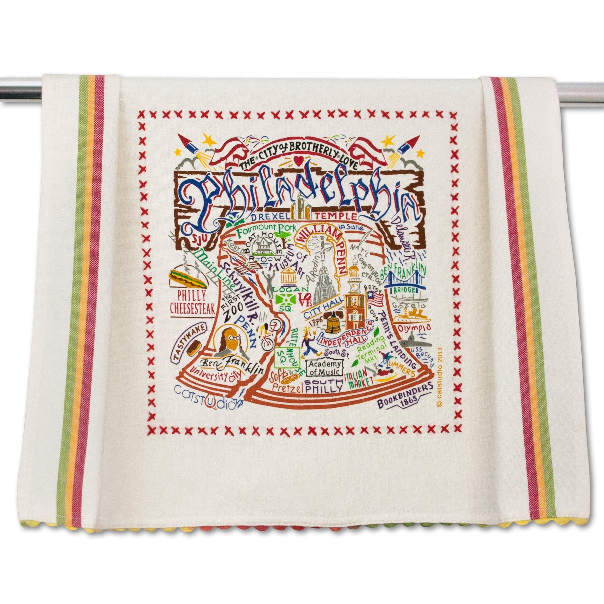 Catstudio Philadelphia Dish Towel - U.S. City Souvenir Kitchen and Hand Towel with Original Artwork - Perfect Tea Towel for Pennsylvania Lovers, Travel Souvenir