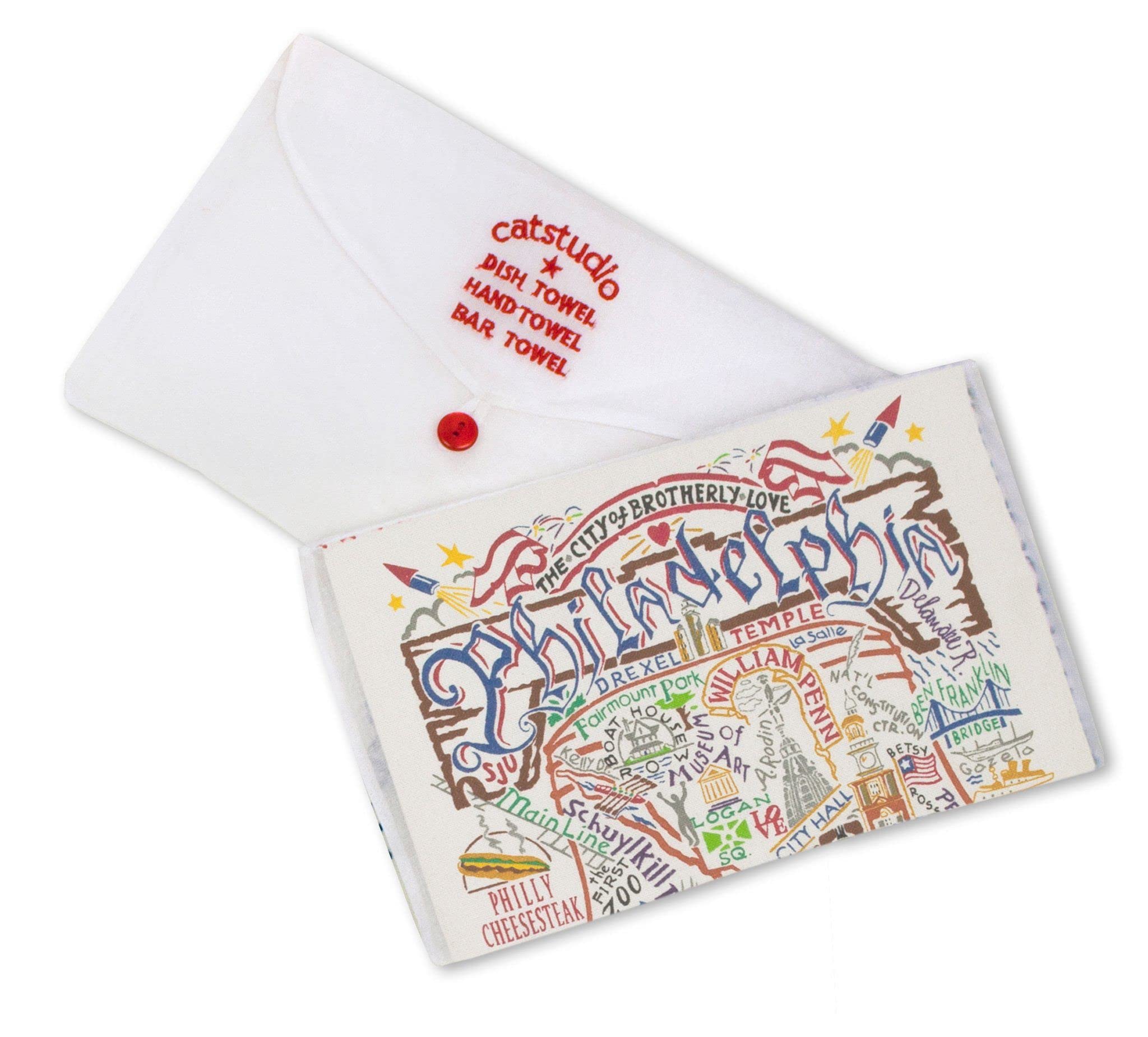 Catstudio Philadelphia Dish Towel - U.S. City Souvenir Kitchen and Hand Towel with Original Artwork - Perfect Tea Towel for Pennsylvania Lovers, Travel Souvenir