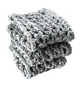 handmade dish cloths pewter grey gray wash cloths crochet cotton kitchen dishcloths set of 3